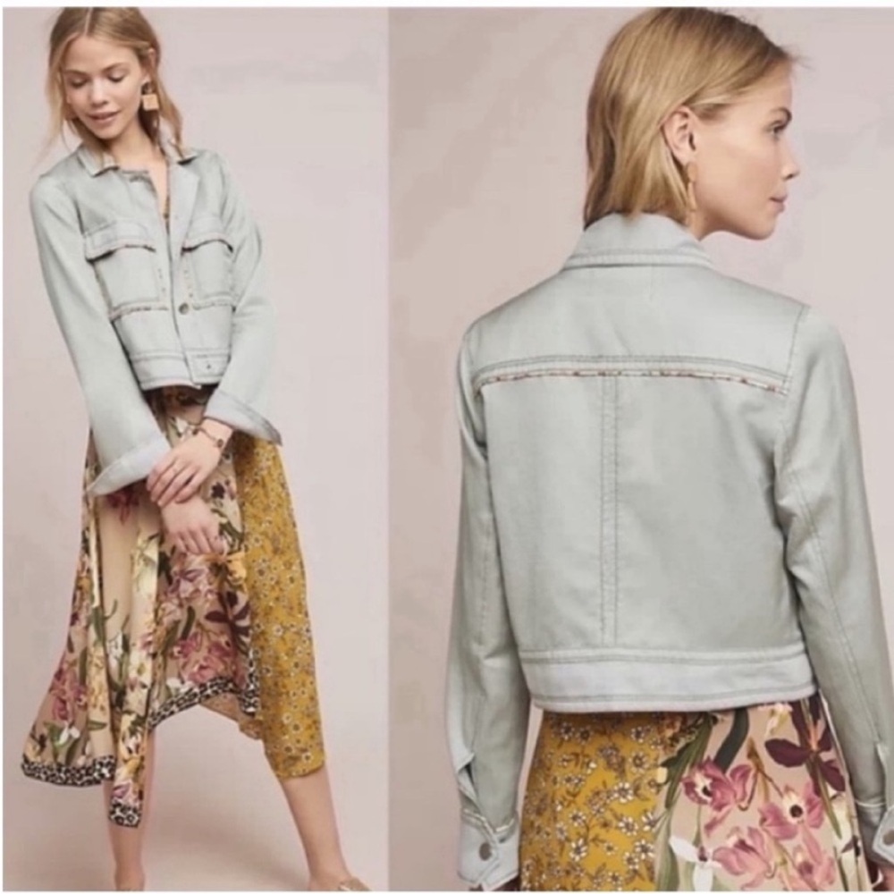 Anthropologie Light Blue Cropped Jacket